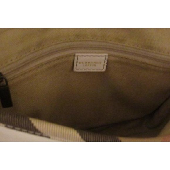 Burberry Purses Plaid Trim White Leather With Nova Check And Coated Canvas Bag - Picture 3 of 12